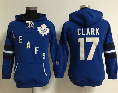 Toronto Maple Leafs #17 Wendel Clark Blue Women's Old Time Heidi NHL Hoodie - Click Image to Close